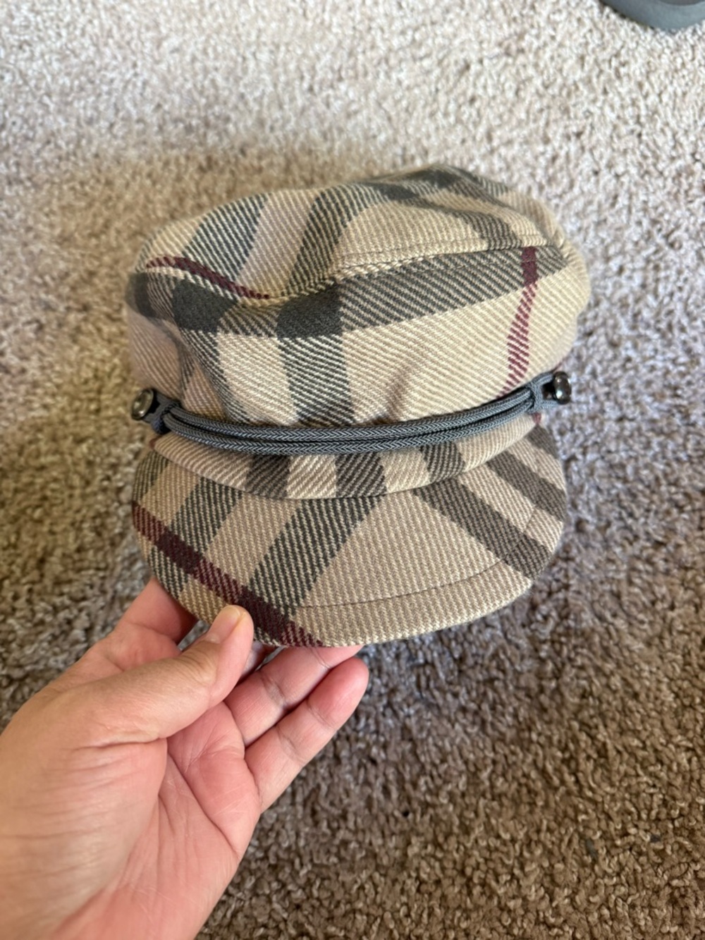 Burberry Wool Newsboy Cap - Beige/Grey - Picture 3 of 3